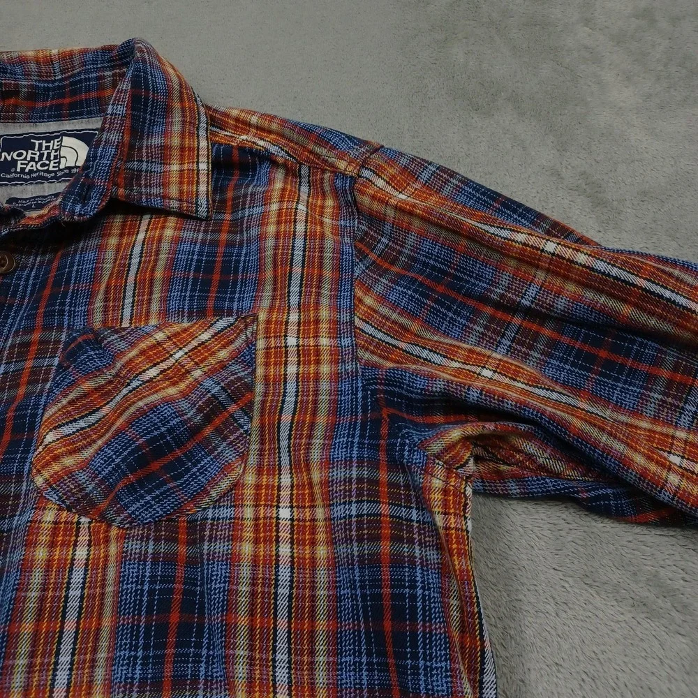 North Face Shirt Mens Large Blue Plaid Flannel Outdoor Casual Button Up